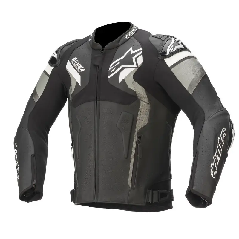 Alpinestars ATEM-V4 バイクジャケットセット サイズ52 Alpinestars Atem V4 Leather Motorbike Jacket - Black Grey White