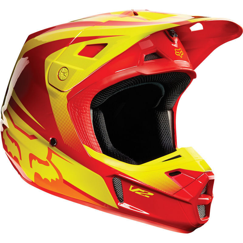 Fox V2 IMPERIAL MX Helmet Red/Yellow MASH Melbourne Action Sports Home