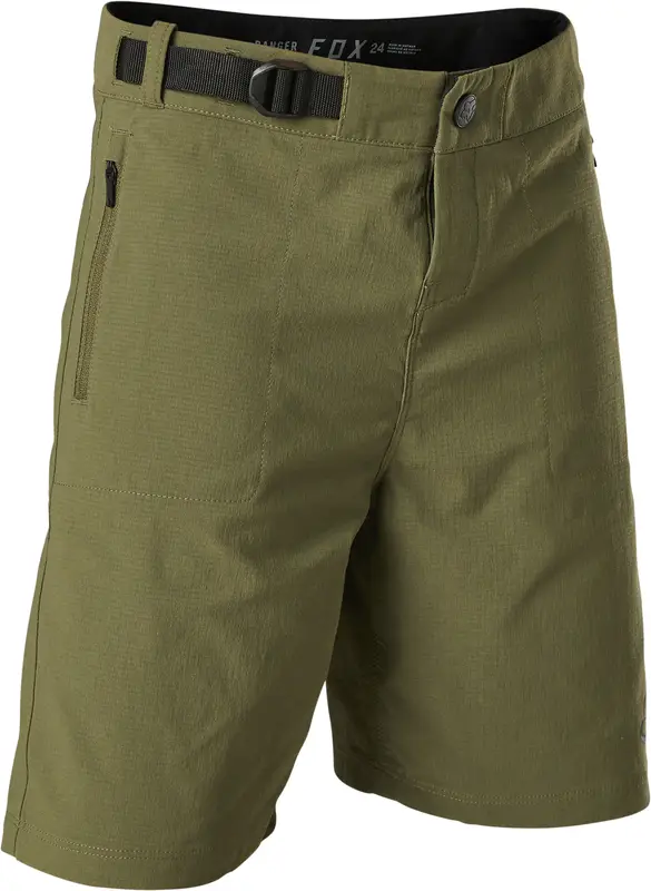 Fox Ranger Short w/Liner Youth - Olive: MASH MX MTB
