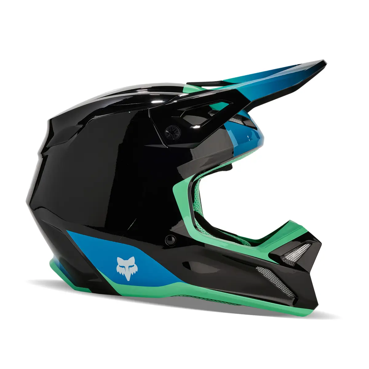 Fox V1 BALLAST HELMET - Black/Blue : MASH MX MTB