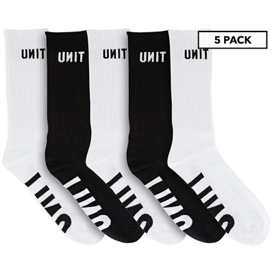 UNIT Hi Lux Black/White Sport Socks (5pkt)