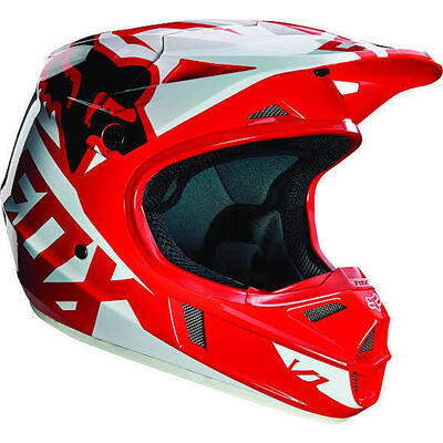 Fox V1 RACE MX Helmet - White/Red