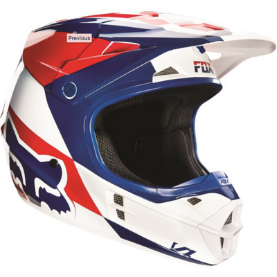 Fox V1 MAKO MX Helmet - White/Blue/Red - Large