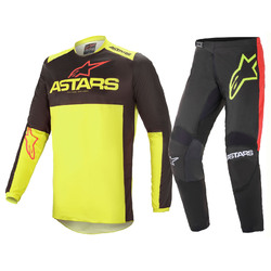 Alpinestars Fluid Tripple MX Pants Jersey GEAR SET 2021 - Black/Yellow/Fluoro Red
