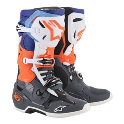 Alpinestars Tech 10 MX Boots - Grey/Orange/Blue - Size 14 (HOT BUY)