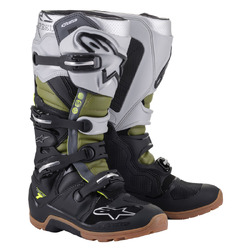 Alpinestars Tech 7 Enduro MX Boots - Black/Silver/Military Green