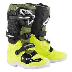 Alpinestars Tech 7 Youth MX Boots  - Fluro Yellow/Military Green/Black