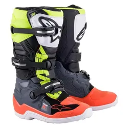 Alpinestars Tech 7S Youth MX Boots - Dark Grey/Red/Fluoro Yellow