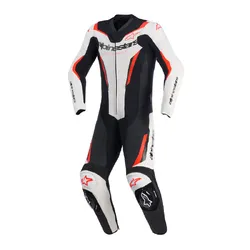 Alpinestars GP Force V2 Leather Suit 1-Piece  - White/Black/Fluro Red/Red