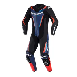 Alpinestars GP Force V2 Leather Suit 1-Piece  - Black/Blue/Fluro Red/Red
