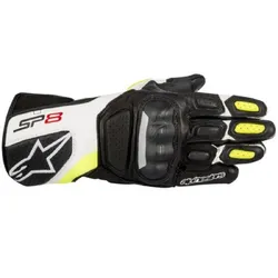 Alpinestars SP 8 V2 Leather Motorcycle Gloves - Black/White/Yellow