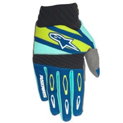 Alpinestars Techstar Factory MX Gloves - Blue/Yellow - Navy/Green