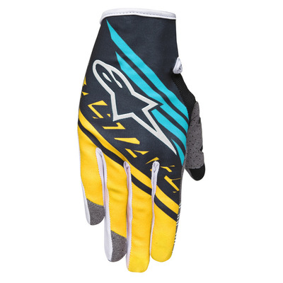 Alpinestars Racer Braap MX Gloves - Blue/Yellow/Teal