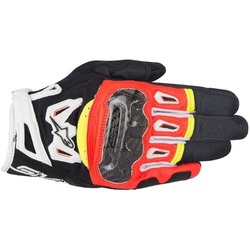 Alpinestars Smx 2 Air Carbon V2 Motorbike Gloves - Black/Fluoro Red/Flu Yellow