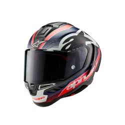Alpinestars Supertech SR10 Team Helmet - Black/Fluro Red/Matte Blue