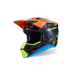 Alpinestars SM3 Fray Helmet - Black/Orange/Fluro Gloss/Royal Blue