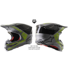 Alpinestars Supertech SM8 Triple Helmet - Silver/Black/Fluro Yellow/M&G