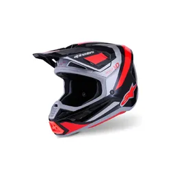 Alpinestars SM7 Rise Helmet - Black/Silver/Fluro Red/Gloss Red