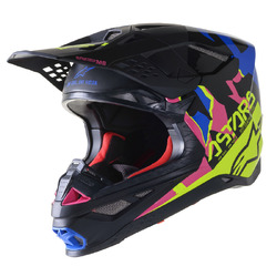 Alpinestars Supertech SM8 Echo Helmet ECE - Black/Blue/Fluoro Yellow/Pink