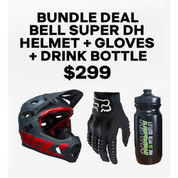 Bell Super DH Helmet + Gloves + Drink Bottle Bundle Deal