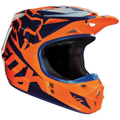 Fox V1 Youth RACE MX Helmet - Orange/Blue - Small