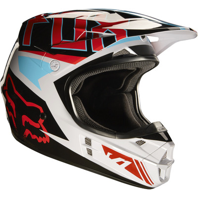 Fox V1 FALCON MX Helmet - Grey/Red - Large