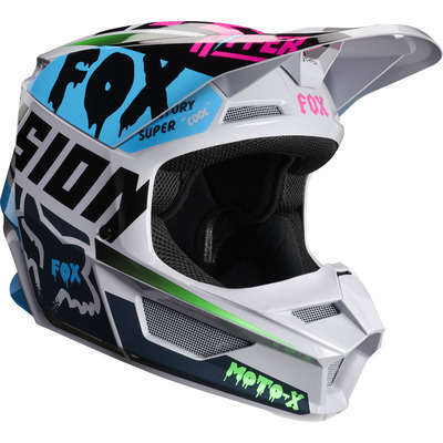 Fox Youth V1 Czar MX Helmet  - Light Grey