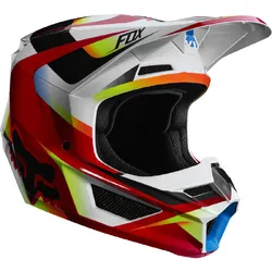 Fox Youth V1 Motif MX Helmet  - Red/White