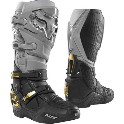 Fox Instinct MX Boots - Grey/Black/Gold Chrome