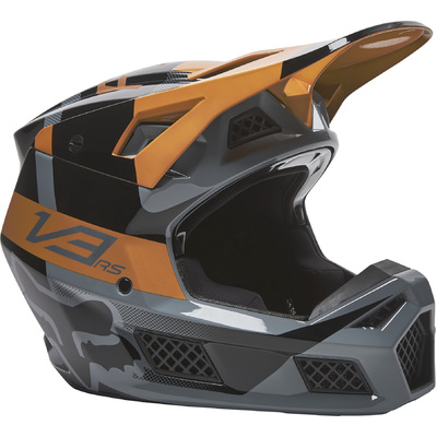 Fox V3 RS Riet MX Helmet ECE - Black/Gold - Large (Factory Seconds)