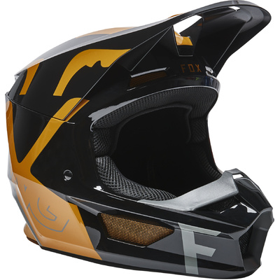 Fox Youth V1 Skew MX Helmet ECE - Black/Gold
