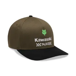 Fox X Kawi Flexfit Hat/Cap - Olive/Green - LXL