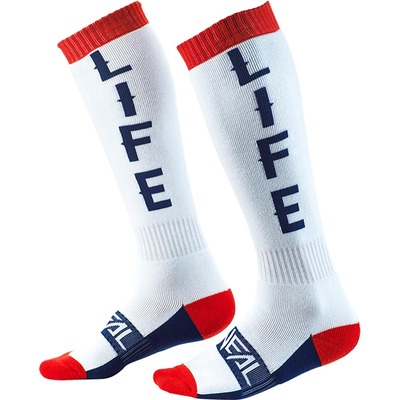 Oneal Pro MX Socks Moto Life - White/Red/Blue - Size OS
