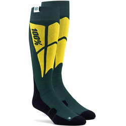 100% HI Side Performance Moto Socks - Green/Yellow