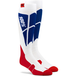 100% HI Side Performance Moto Socks - White/Blue/Red