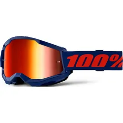 100% Strata 2 Goggle Navy Blue Mirro Red lens