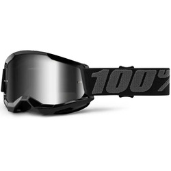 100% Strata2 Youth MX Goggles Silver Lens - Black