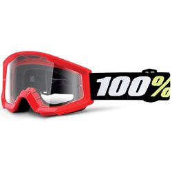 100% Strata Mini MX Goggles Clear Lens - Red