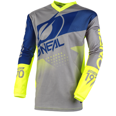 Oneal Element Jersey Factor - Grey/Blue/Neon Yellow - XL