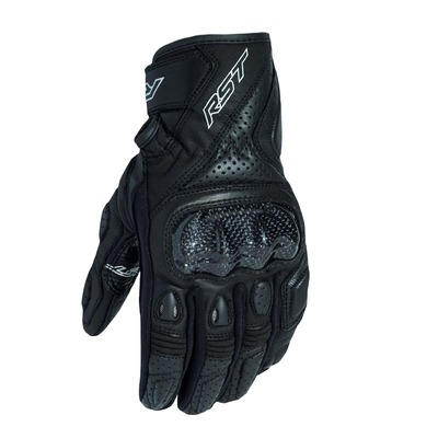 RST Stunt 3 CE Leather Motorcycle Gloves - Black