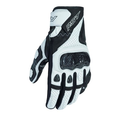 RST Stunt 3 CE Leather Motorcycle Gloves - Black/White