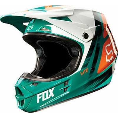 Fox V1 Vandal MX Helmet - Green/Orange